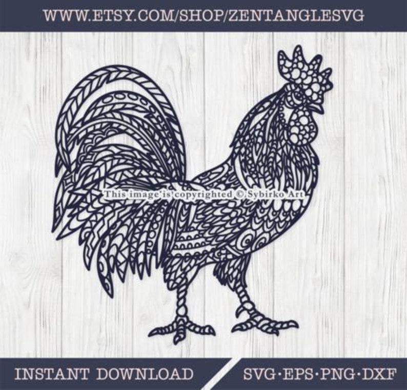 Rooster SVG. Cock SVG. Farm SVG. Zentangle Mandala Silhouette. | Etsy