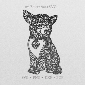 Chihuahua Dog Svg. Mandala Dog Svg. Dog Svg. Cricut, Silhouette cut file. Svg, Png, Dxf files for printing, vinyl cutting, decal, sticker.