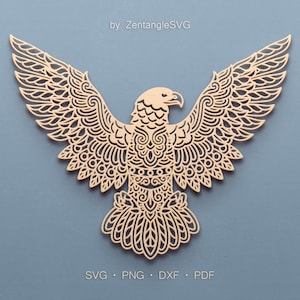 Eagle Svg. Digital SVG PNG DXF for laser cut, paper cut, Cricut/Silhouette/Glowforge files. 4th of July Eagle Svg, Mandala Eagle Svg.