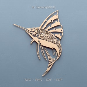 Marlin Svg. Digital SVG PNG DXF for laser cut, paper cut, Cricut/Silhouette/Glowforge files. Floral, Mandala, Sailfish Svg, Swordfish Svg.