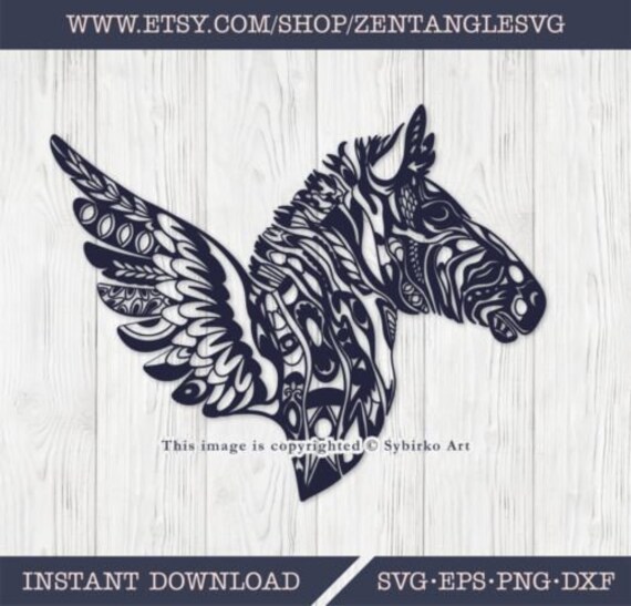 Download Zebra Svg Wing Svg Zentangle Zebra Mandala Zebra Etsy