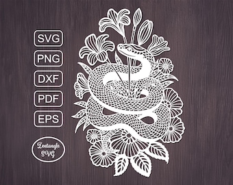 Halloween snake Svg papercut, paper cutting, laser cut mandala. Digital template for lasercut, paper cut, Cricut/Silhouette/Glowforge files.