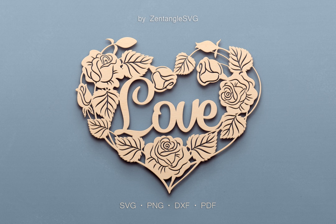 Love Heart Svg. Digital SVG PNG DXF for Laser Cut, Paper Cut, Cricut ...
