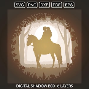 Love couple light box SVG, 3d layered shadow box lightbox. Digital Cricut Silhouette files for laser cut, paper cut, shadowbox template.