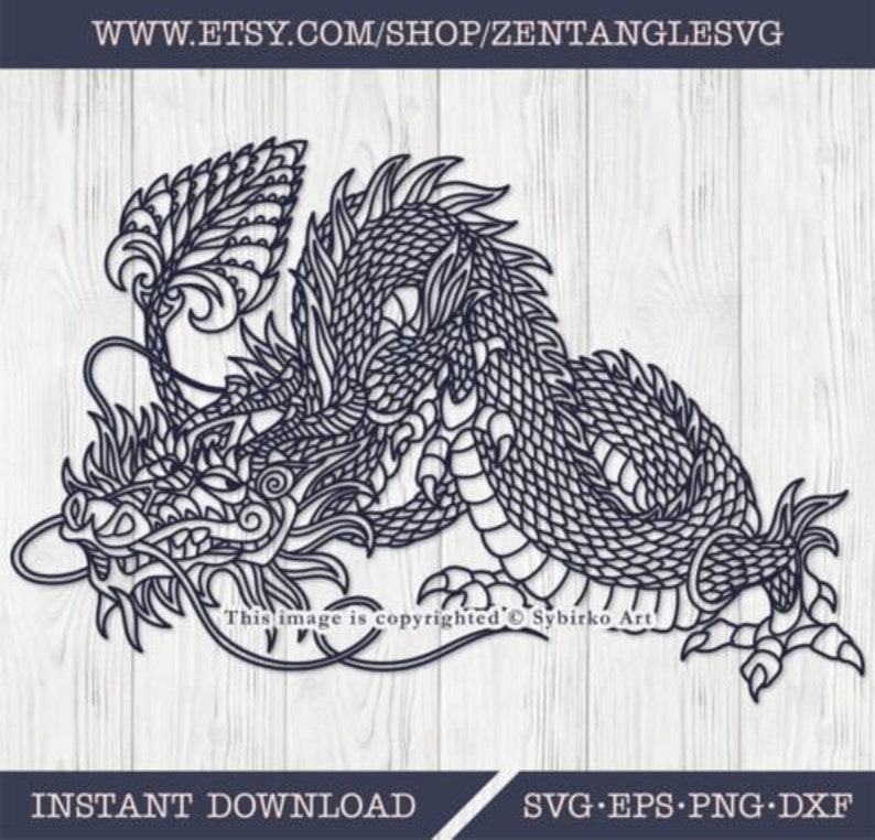 Download Dragon SVG. Dragon Zentangle SVG. Dragon Mandala SVG. | Etsy