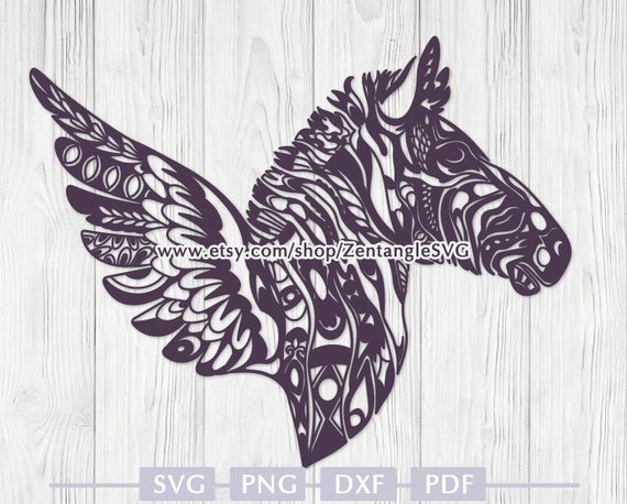 Download Zebra Svg Wings Svg Zebra Papercut Template Intricate Zentangle Mandala Animal Laser Paper Cut Digital File For Cricut Silhouette