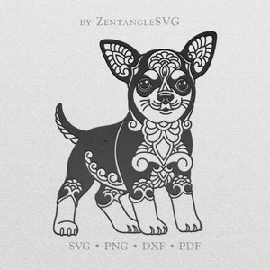 Chihuahua Dog Svg. Mandala Dog Svg. Dog Svg. Cricut, Silhouette cut file. Svg, Png, Dxf files for printing, vinyl cutting, decal, sticker.