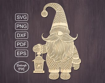 Christmas Gnome laser cut 3d, papercut svg, paper cutting. Digital layer template for lasercut, paper cut, Cricut/Silhouette/Glowforge files