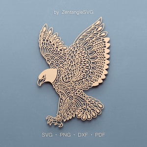 Eagle Svg. Digital SVG PNG DXF for laser cut, paper cut, Cricut/Silhouette/Glowforge files. 4th of July Eagle Svg, Mandala Eagle Svg.