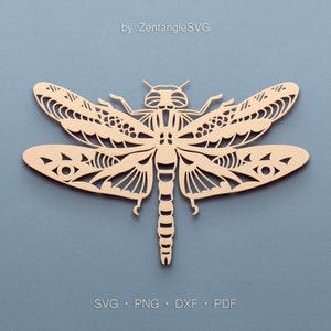 Dragonfly Svg. Digital SVG PNG DXF for laser cut, paper cut, Cricut/Silhouette/Glowforge file. Spring, Garden, Insect, Mandala Dragonfly Svg