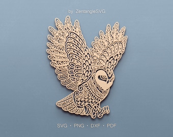 Owl Svg. Digital SVG PNG DXF for laser cut, paper cut, Cricut/Silhouette/Glowforge files. Floral, Flower, Mandala Owl Svg, Owl Mandala Svg.