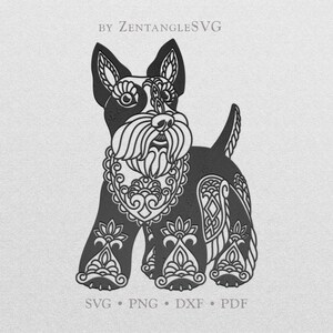 Scottish Terrier Svg. Dog Svg. Mandala Dog Svg. Cricut, Silhouette cut file. Svg, Png, Dxf files for printing, vinyl cutting, decal, sticker