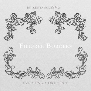 Border Svg. Decorative Filigree Border Svg. Cricut, Silhouette cut file. Svg, Png, Dxf files for printing, vinyl cutting, decal, sticker.