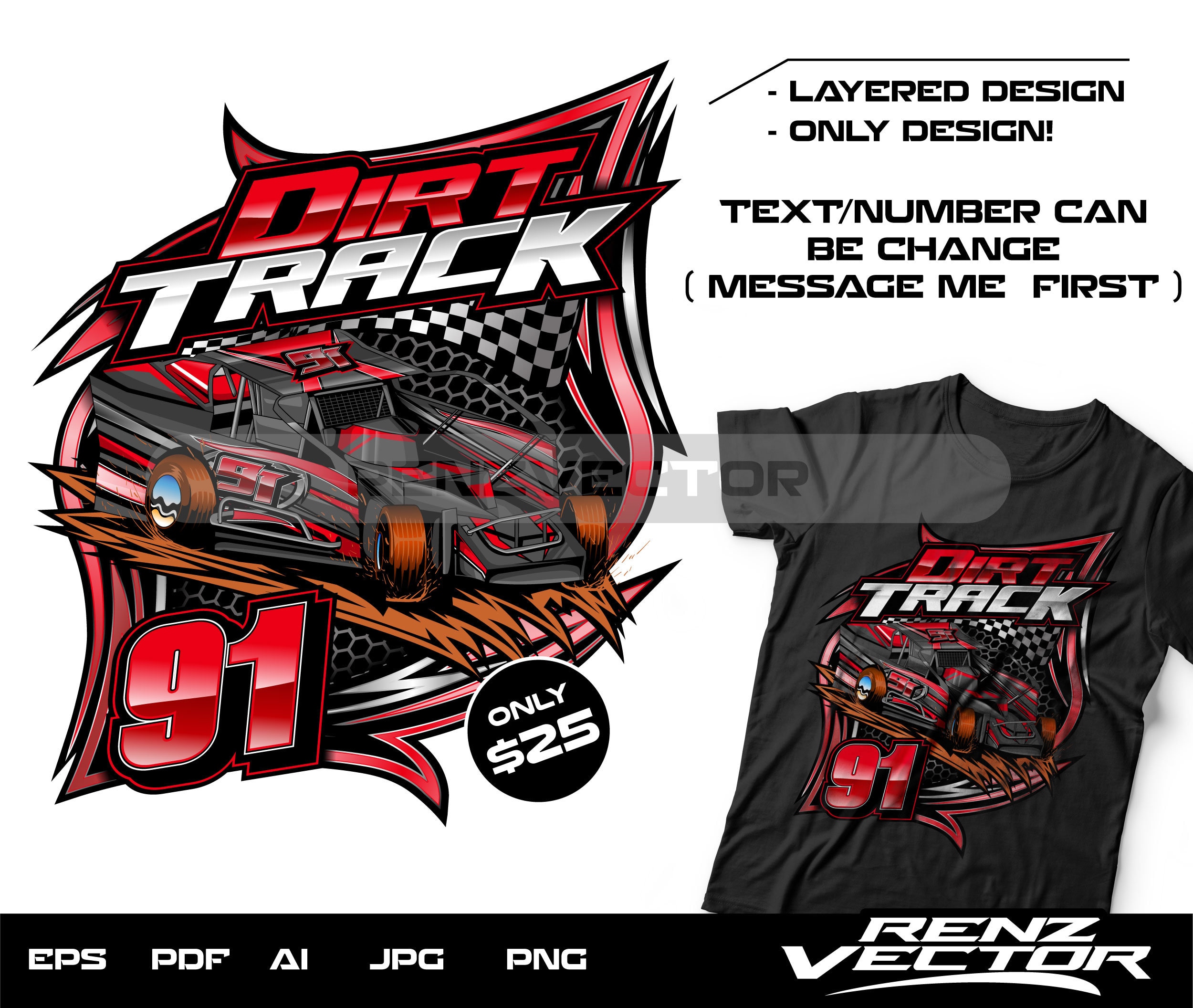 Car T-shirt Racing Dirt Design Racing T-shirt -