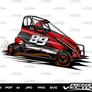 Dirt Track Racing Car SVG: Winged Car Design (Digital Download)