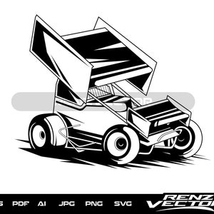 Dirt Track Racing Car SVG: Winged Car Clipart (Digital Download)