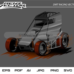 Dirt Racing Car SVG: Winged Car Vector (Digital Download)