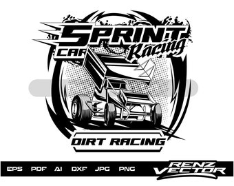 Dirt Track Racing SVG: Sprint Car Design (Digital Download)