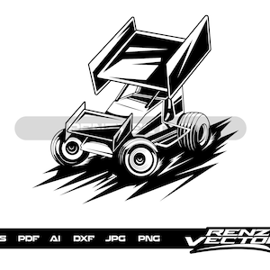 Dirt Track Racing Car SVG: Winged Car Vector (Digital Download)
