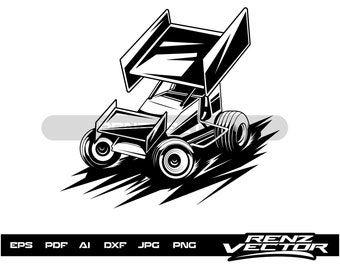 Dirt Track Racing Car SVG: Winged Car Vector (Digital Download)