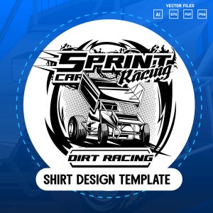 Dirt Track Racing SVG: Sprint Car Design (Digital Download)