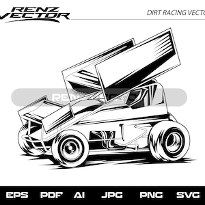 Dirt Racing Car SVG: Winged Car Vector (Digital Download)