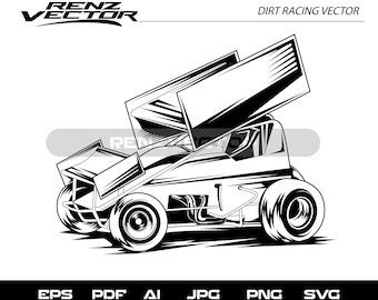 Dirt Racing Car SVG: Winged Car Vector (Digital Download)
