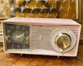1950s Pink Motorola Clock Radio With Beautiful Gold Accents - Model C23P