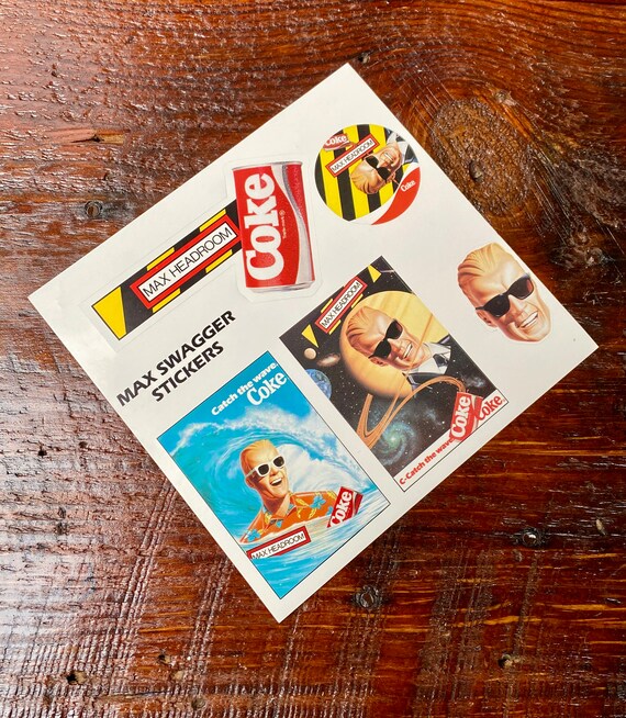 Vintage 1980s Max Headroom Coca Cola Swagger Stickers Sheet - 5