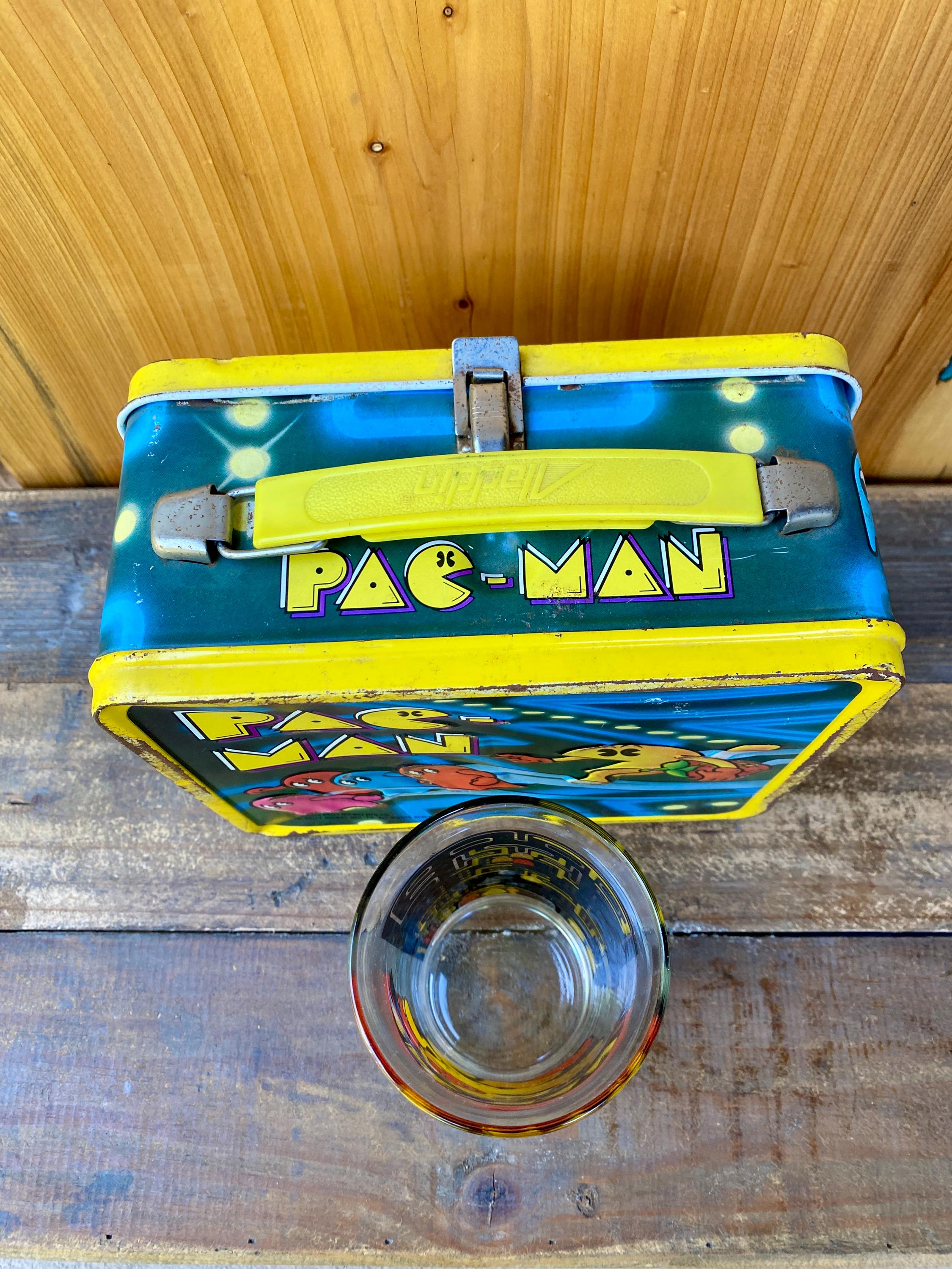 Vintage Pac-man Lunchbox & Bally Midway Glass Set - 1980s Arcade