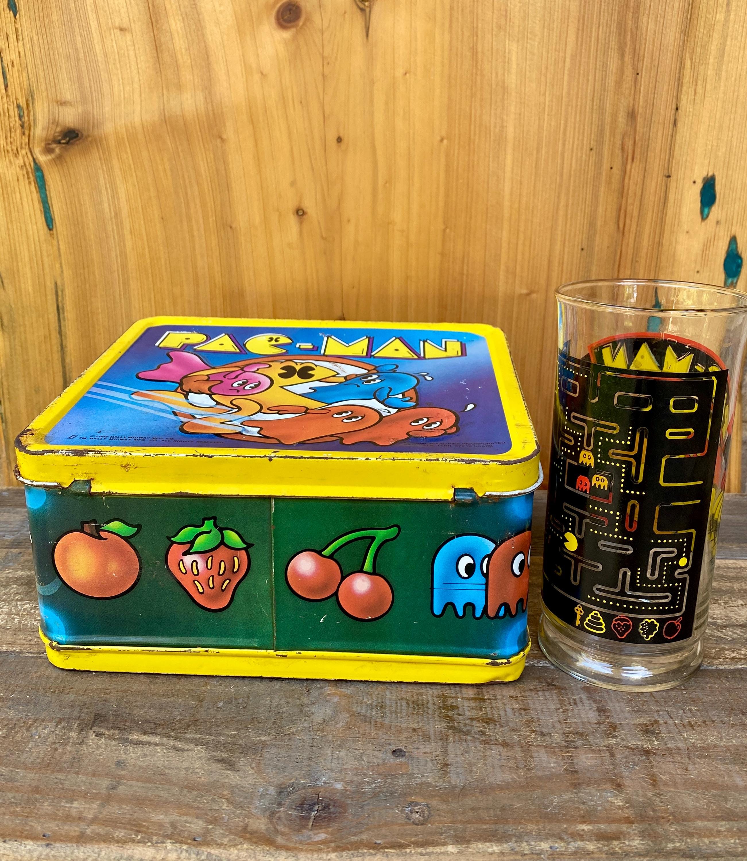 Vintage Pac-man Lunchbox & Bally Midway Glass Set - 1980s Arcade