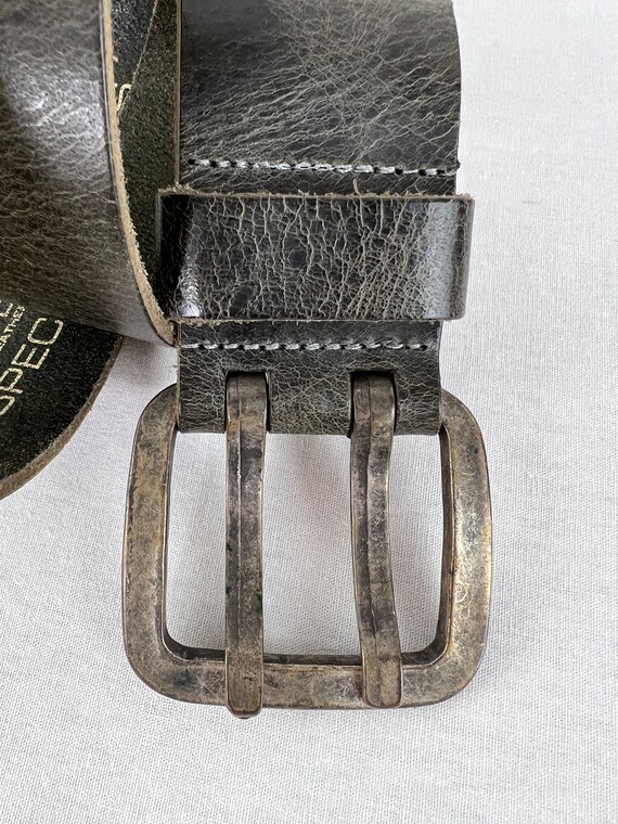 Y2K Vintage Cowboy Leather Belt Metal Buckle Brow… - image 6