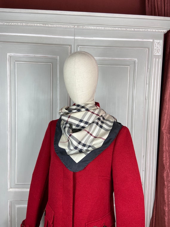 Vintage Burberry Silk Nova Check Large Silk Scarf