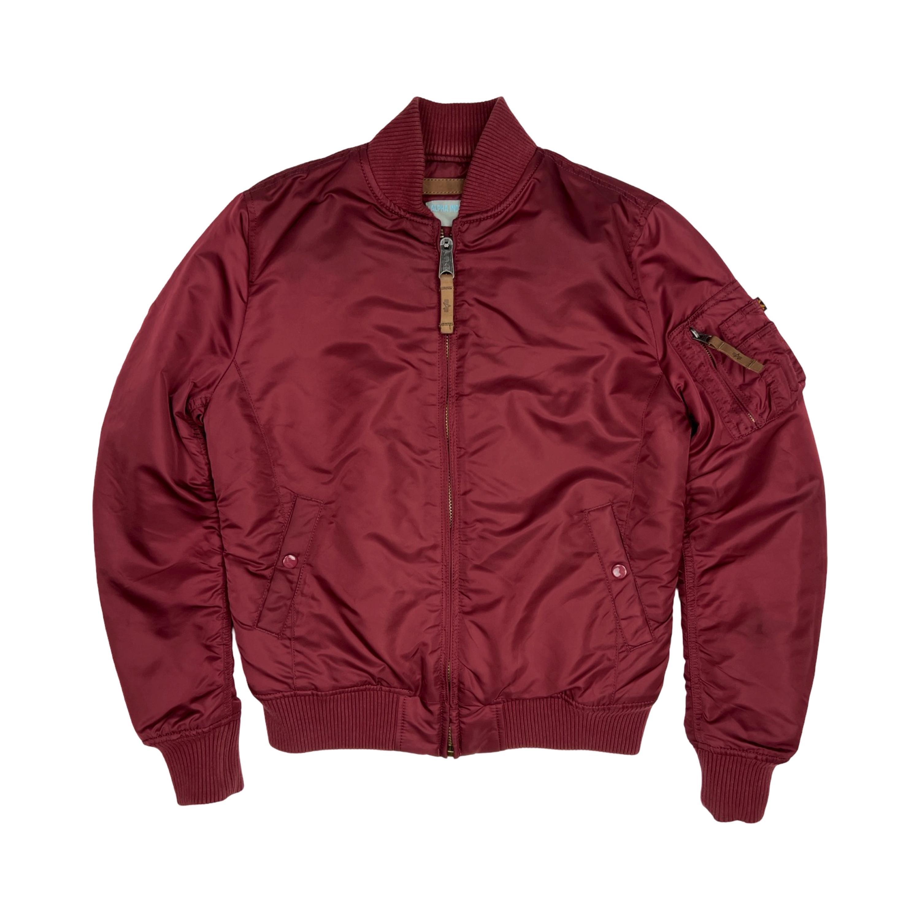 ジャケット・アウター 80s Alpha Industries ALPHA MA-1 Burgundy Alpha Industries Ma-1 Bomber Jacket Burgundy Women's L