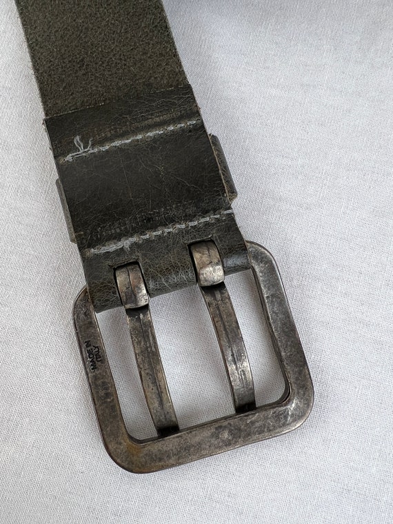 Y2K Vintage Cowboy Leather Belt Metal Buckle Brow… - image 5