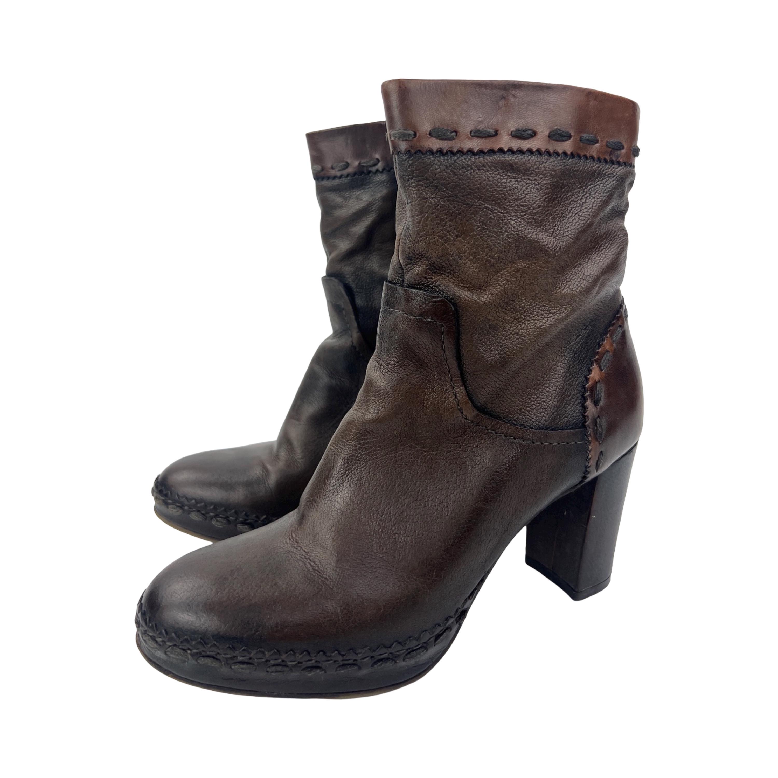 Avant Garde AS 98 Airstep Brown Leather Boots Heels Size 37