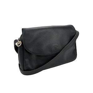 Bolso bandolera vintage Longchamp France de piel azul marino.
