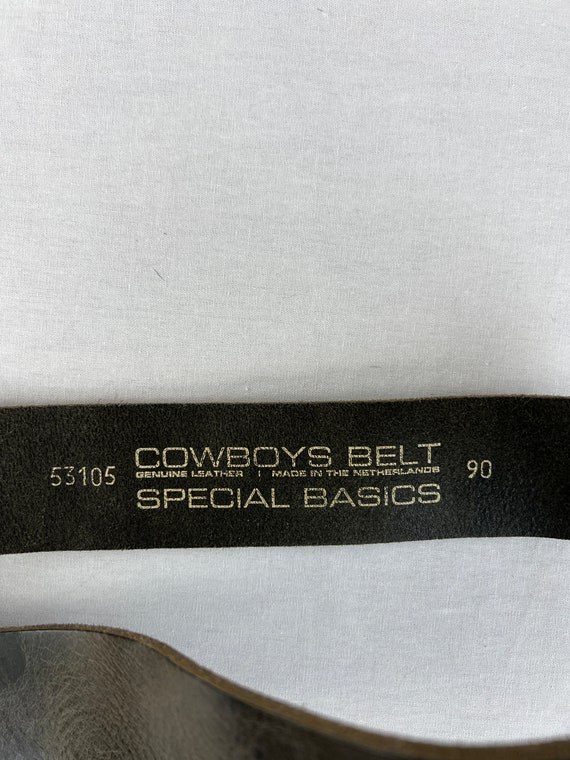 Y2K Vintage Cowboy Leather Belt Metal Buckle Brow… - image 8