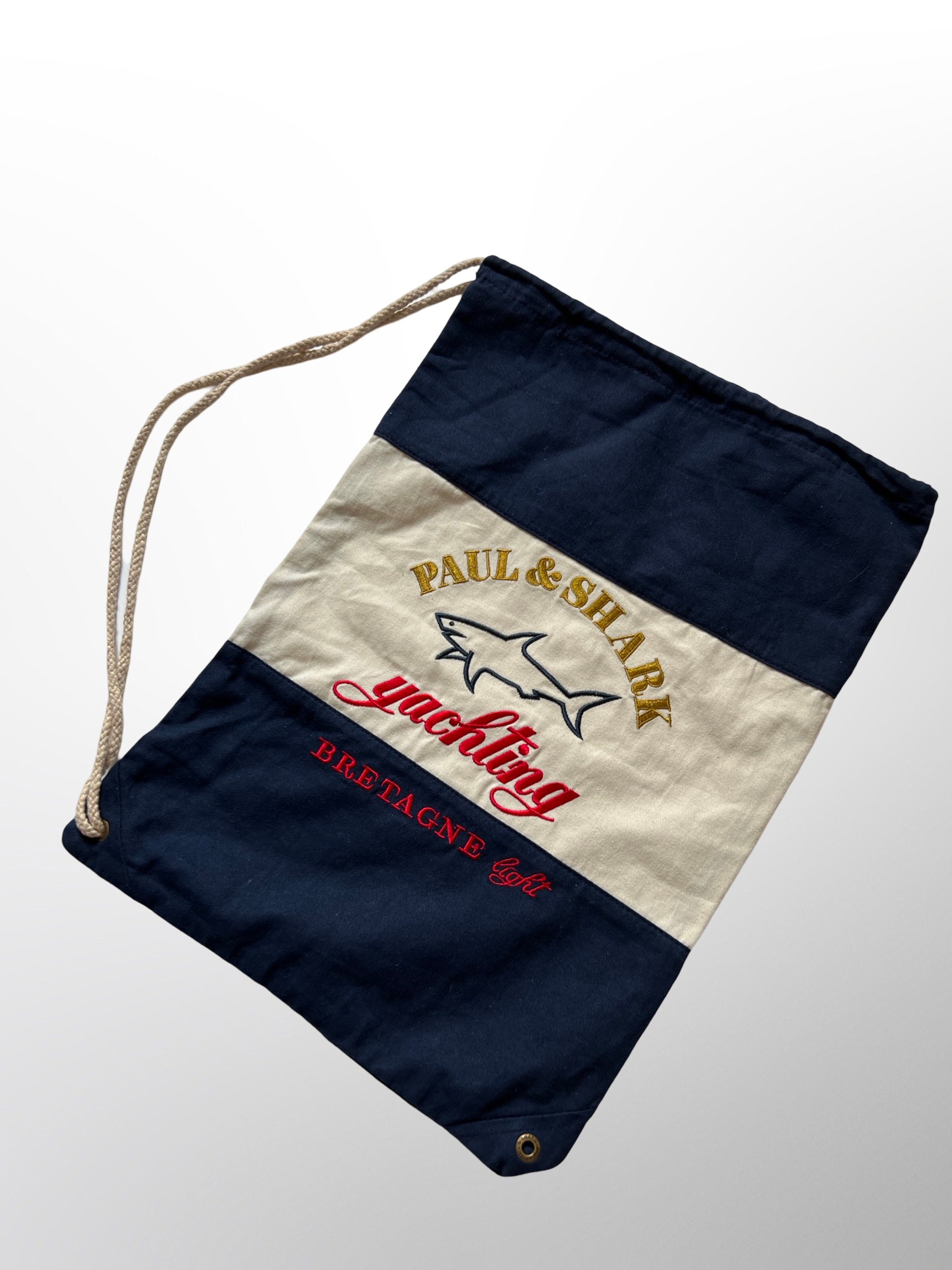 Vintage Paul Shark Bretagne Light Sack Bag Navy Embroidery Logo Etsy UK