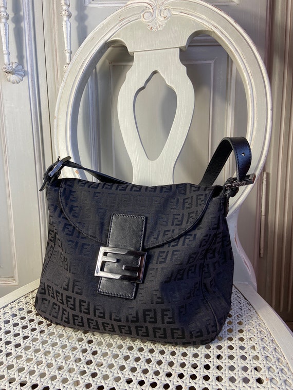 Vintage Fendi Black Monogram Tote Bag with FF logo