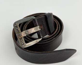 Vintage DIESEL Black Cow Leather Belt With Logo Jeweled Belt  display picture 2