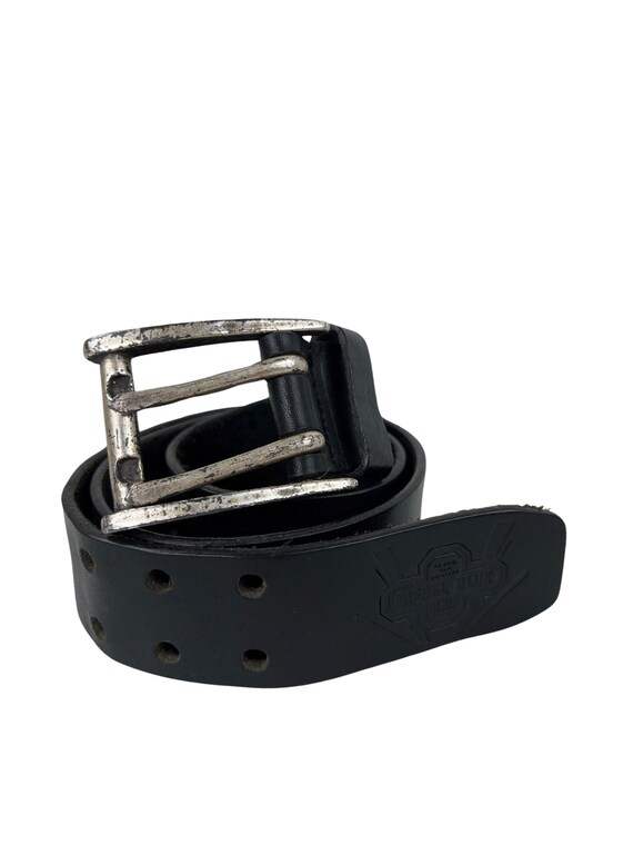 Vintage Diesel Black Tag Fork Metal Buckle Leathe… - image 1