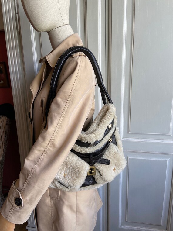 Vintage Fendi Brown Leather Sheepskin Tote Bag Sho