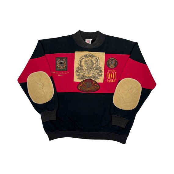 Vintage Rare Gianfranco Ferre Studio 0001 Winter Collection 1990 Patches Sweatshirt Men's M Multicolor