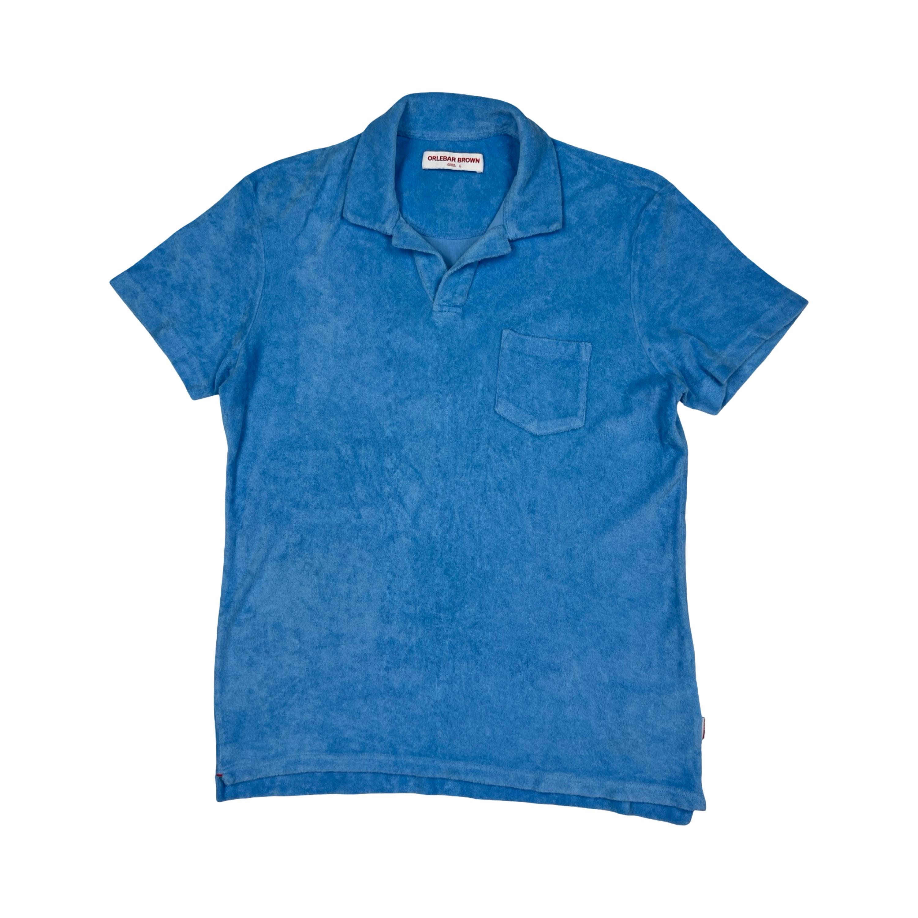 Orlebar Brown Toweling Terry Cloth Polo Blue Men's L New