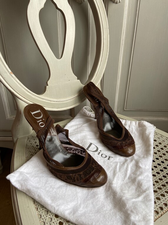 Vintage DIOR Brown Leather heels shoes
