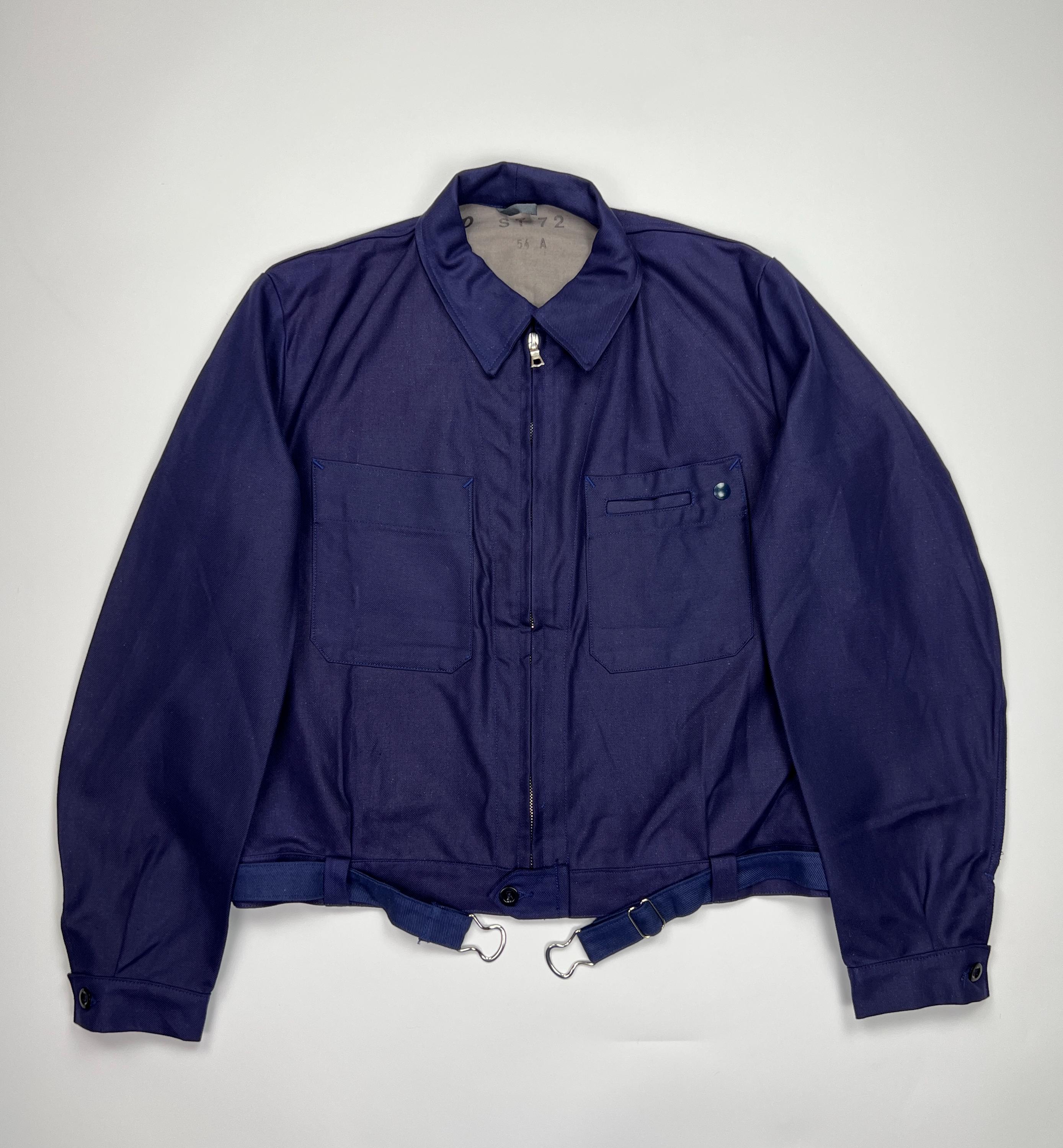 Vintage 70-80s Italian Military IKE Navy Full Zip Jacket Cotton 