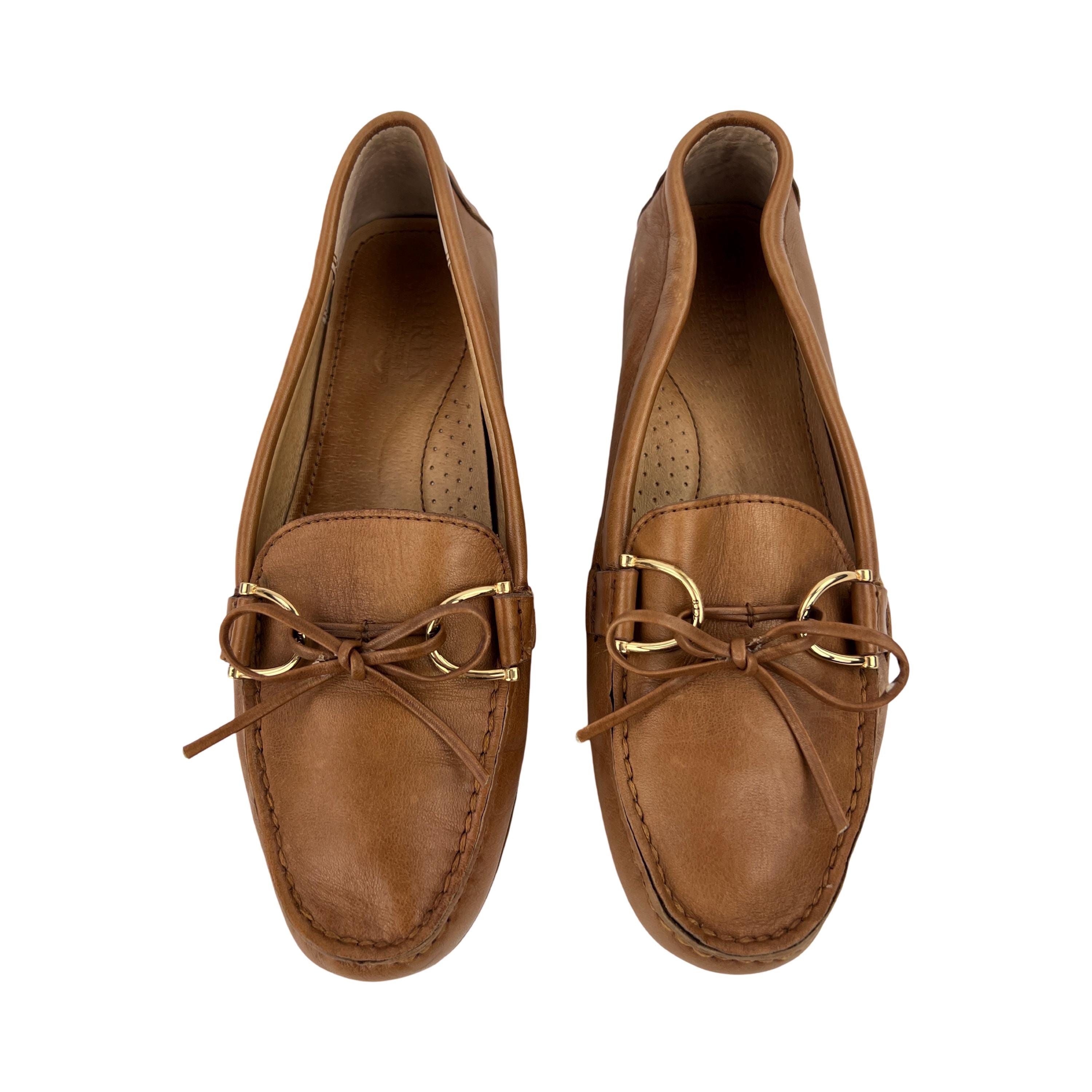 Lauren Ralph Lauren LRL Briley Brown Leather Loafer Moccasin Size