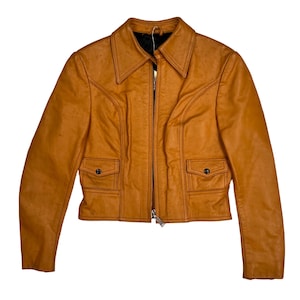 vintage des années 90 Harro cropped motard moto veste en cuir taille 40 dames