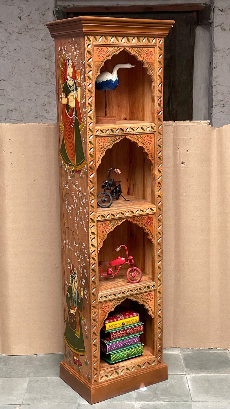 Hand-painted Wooden Book Rack & Display Cabinet - Etsy